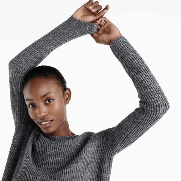 EUC J. Crew Open Tie Back Alpaca Blend Sweater Dress in Gray - Picture 2 of 16